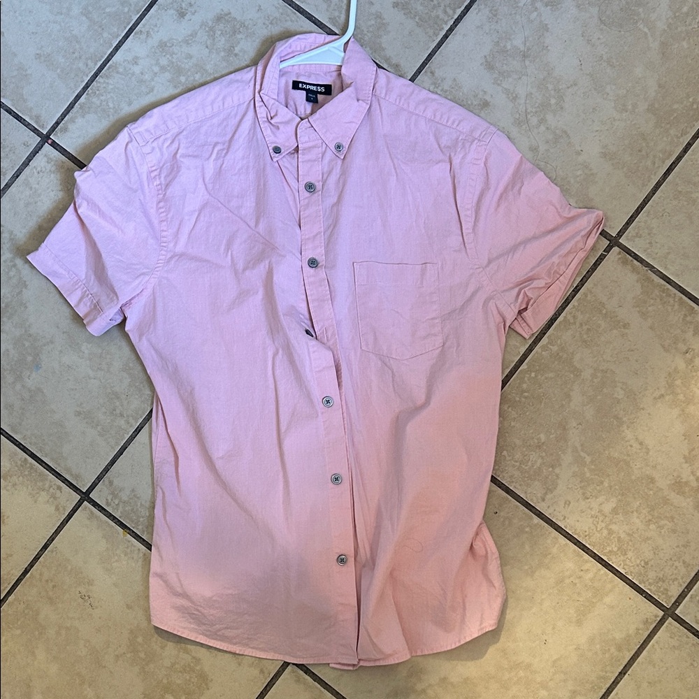 Express Light Pink Casual Button-Down Shirt